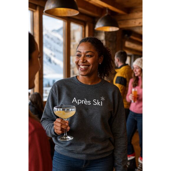 Apres Ski Sweatshirt with Snowflake Brooch - Picture 1 of 2